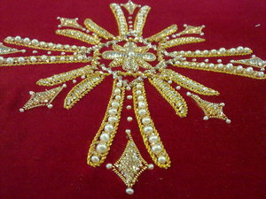 Красный, подарок митрополиту Меркурию, шитье шнурами и канителью